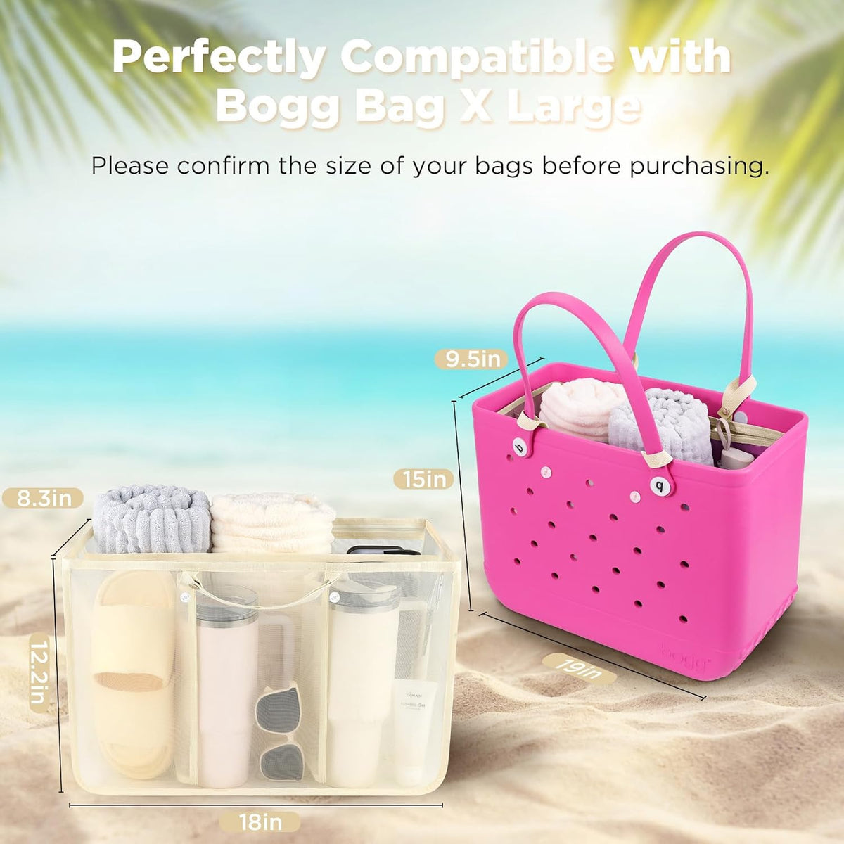 Beach Bag Organizer Insert Divider for Baby Bogg Bags Beach Tote
