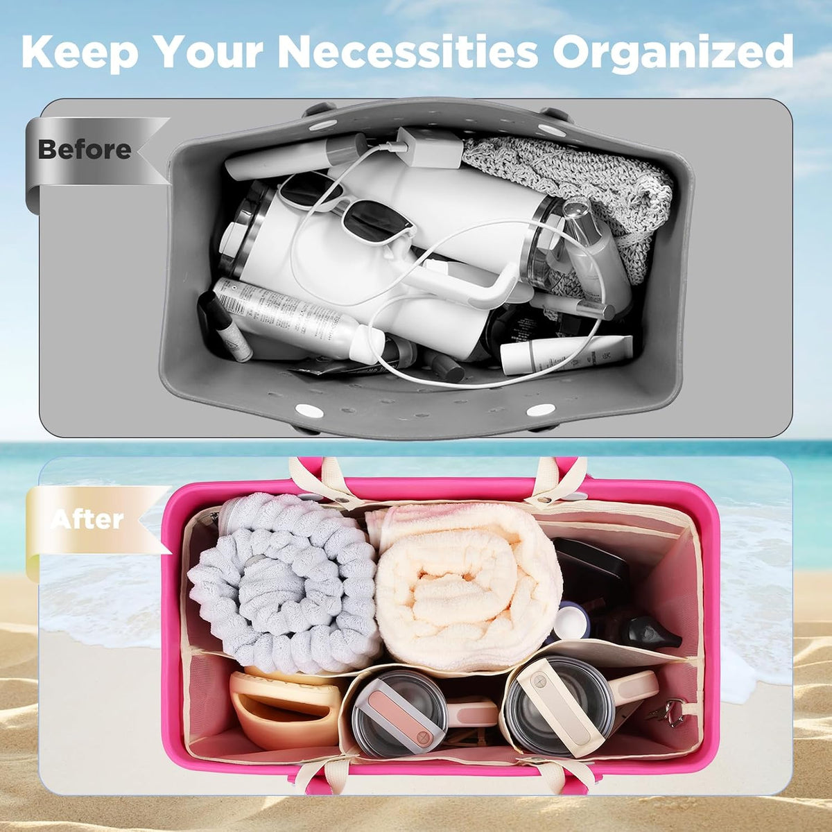 Beach Bag Organizer Insert Divider for Baby Bogg Bags Beach Tote