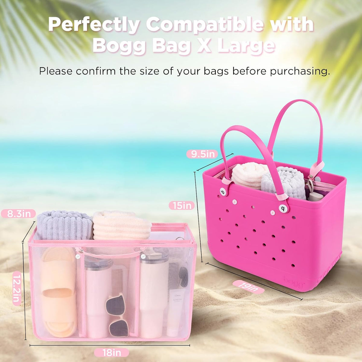 Beach Bag Organizer Insert Divider for Baby Bogg Bags Beach Tote