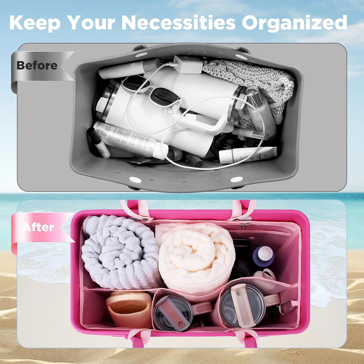 Beach Bag Organizer Insert Divider for Baby Bogg Bags Beach Tote