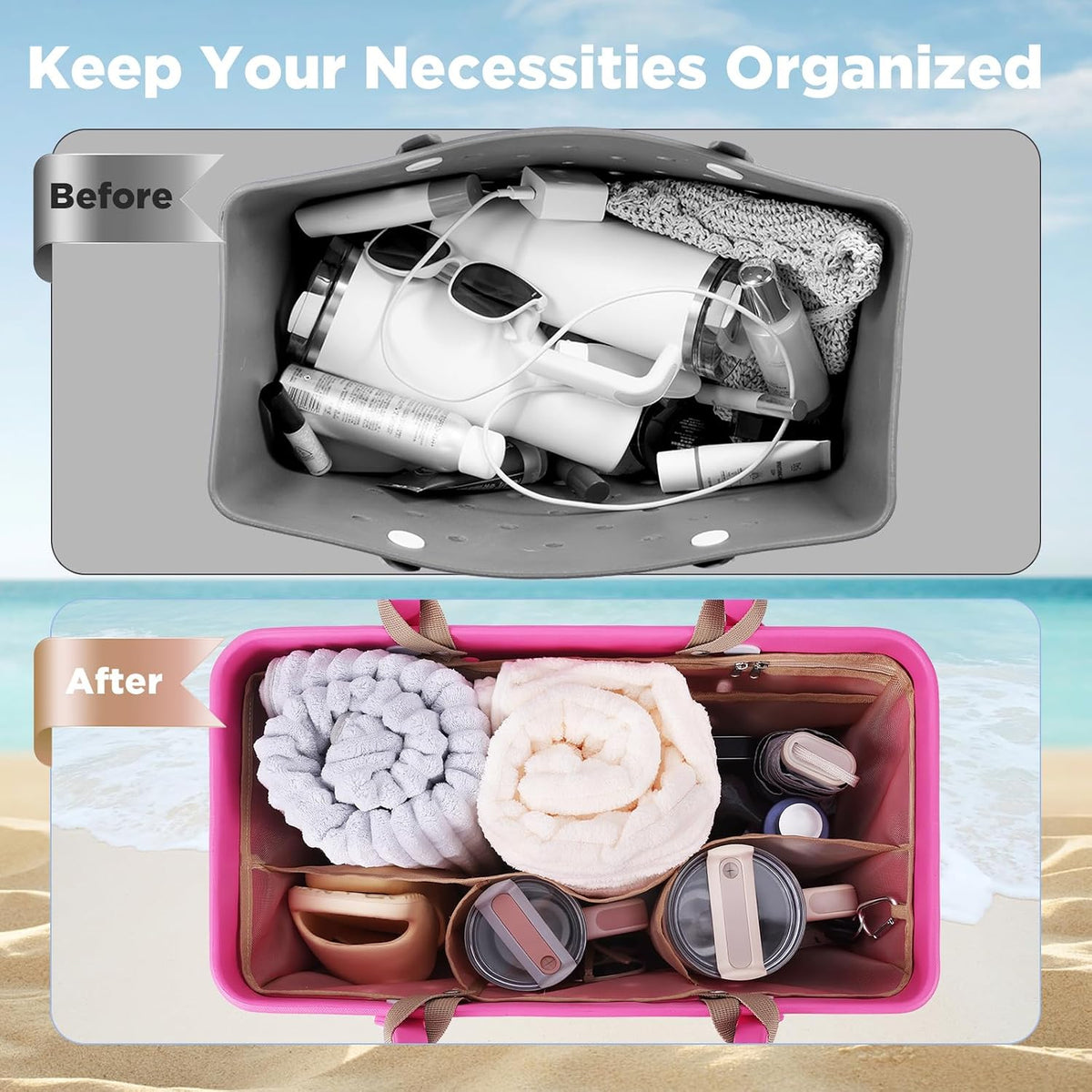 Beach Bag Organizer Insert Divider for Baby Bogg Bags Beach Tote