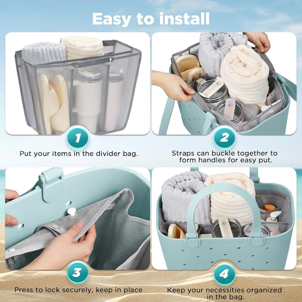 Beach Bag Organizer Insert Divider for Baby Bogg Bags Beach Tote