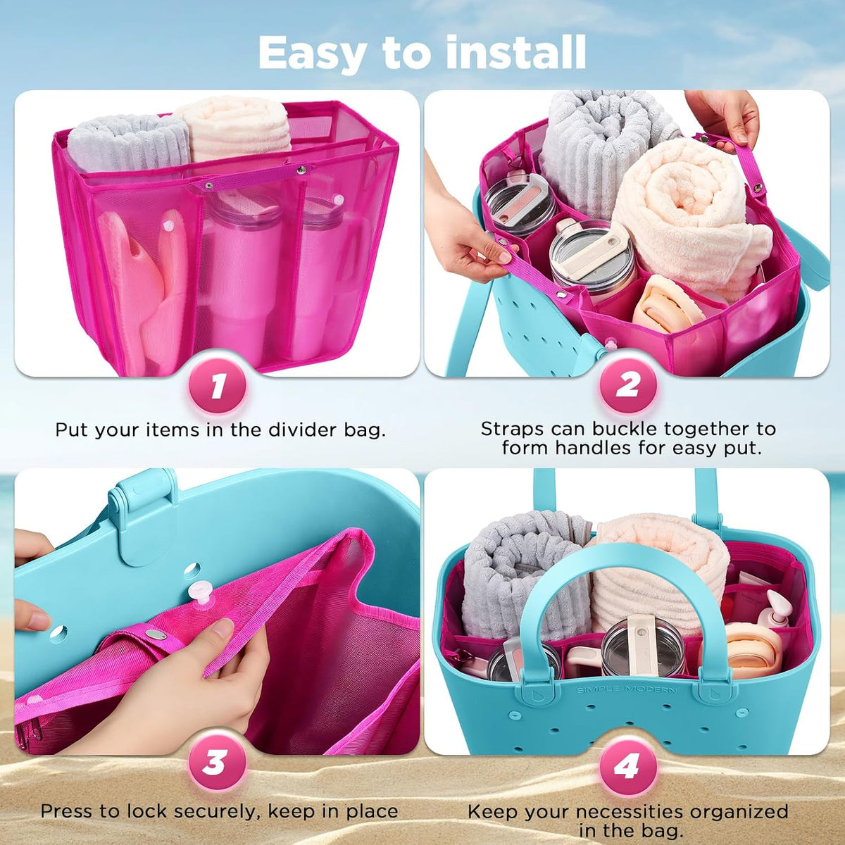 Beach Bag Organizer Insert Divider for Baby Bogg Bags Beach Tote