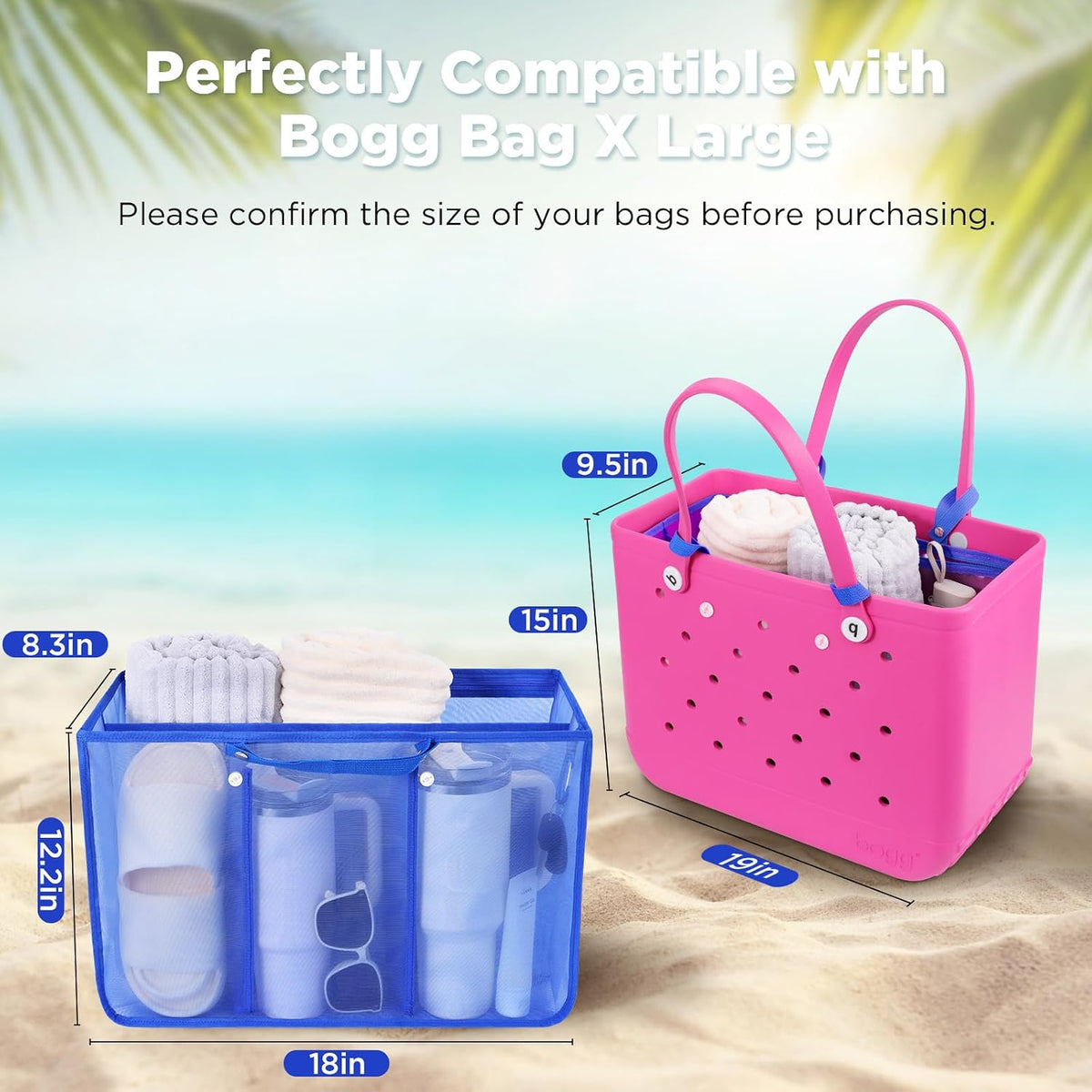 Beach Bag Organizer Insert Divider for Baby Bogg Bags Beach Tote