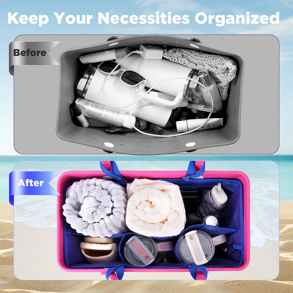 Beach Bag Organizer Insert Divider for Baby Bogg Bags Beach Tote