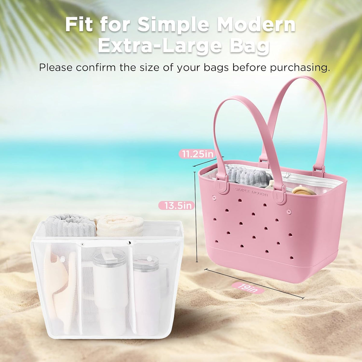 Beach Bag Organizer Insert Divider for Baby Bogg Bags Beach Tote