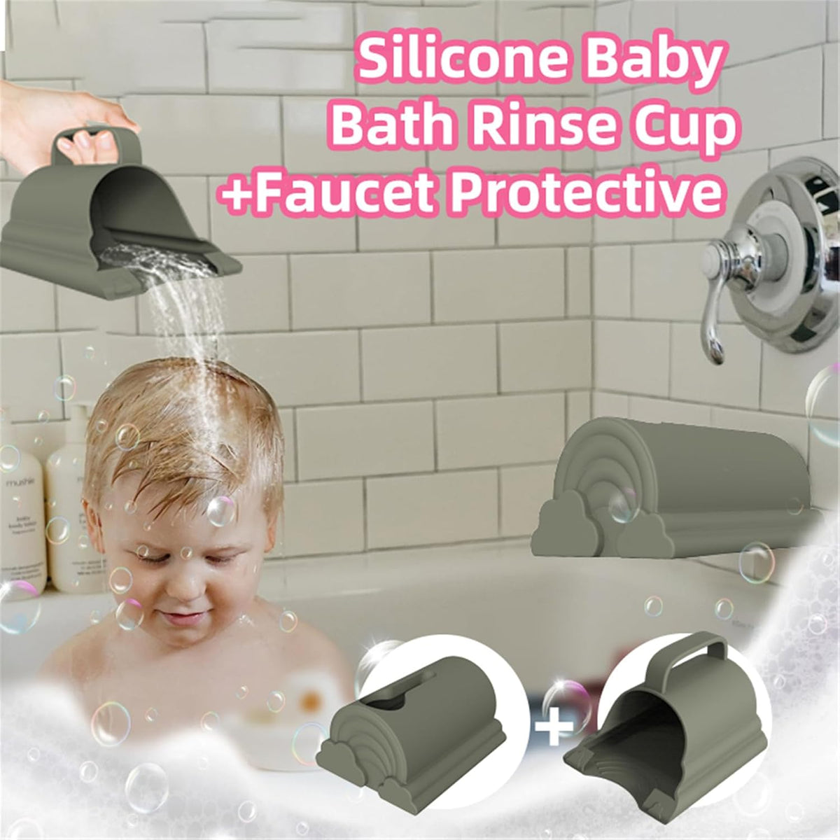 Bath Rinse Cup Silicone Shampoo Rinser Hair Portable Bathing Tool for Toddler Body Washing Rinse Portable