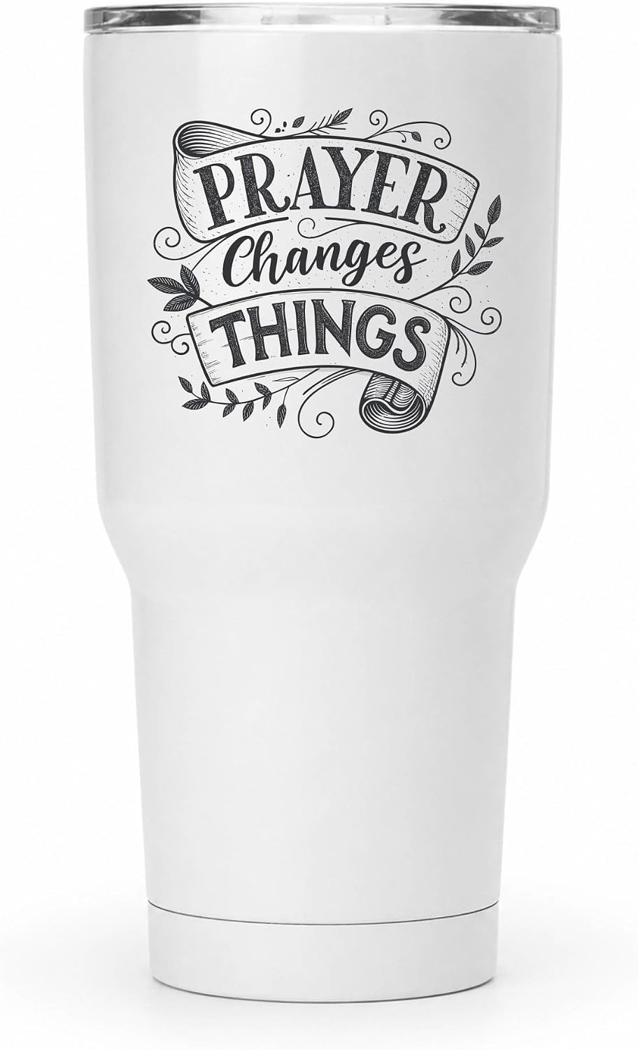 Prayer Changes Things Tumbler 20oz White | Scripture-Inspired Typography for Believers Who Find Strength in Daily Devotion