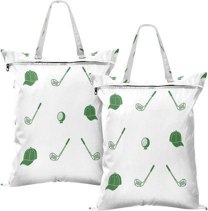 Golf Green Waterproof Travel Laundry Bag Reusable 2pk
