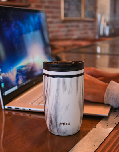 12 oz Travel Coffee Mug - Insulated Stainless Steel Tumbler with Screw Lid - French Granite