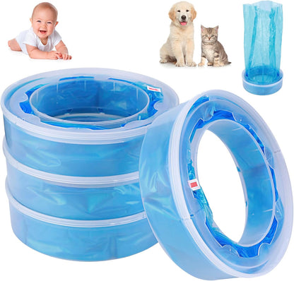 Diaper Pail Refills for Diaper Genie Pails,Expressions,Elite and Complete Pail, 4 Pack Diaper Pail Refill Bags Compatible with Litter Locker II,Plus,Design, Baby Diaper Pail Refills for Angelcare