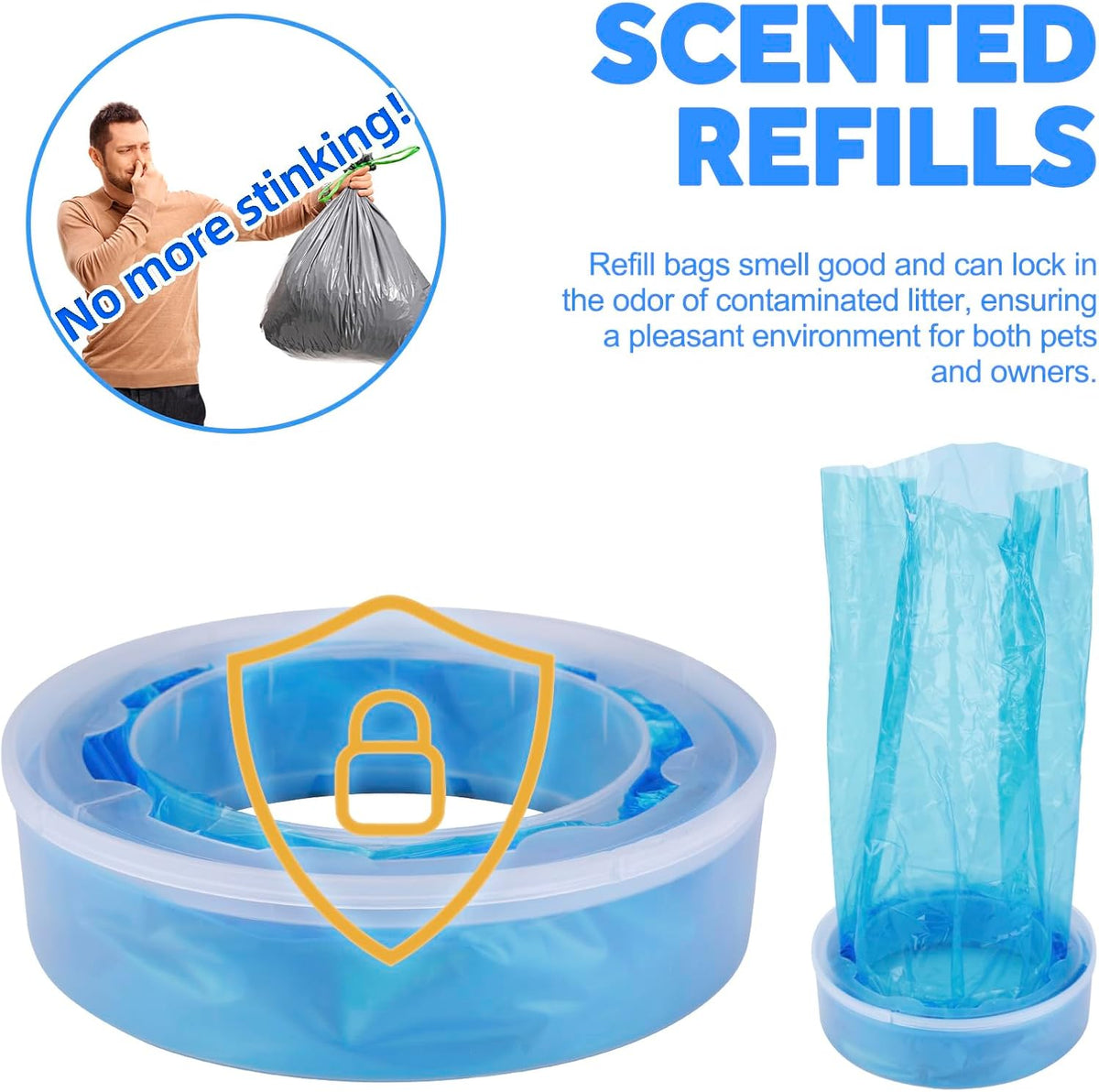 Diaper Pail Refills for Diaper Genie Pails,Expressions,Elite and Complete Pail, 4 Pack Diaper Pail Refill Bags Compatible with Litter Locker II,Plus,Design, Baby Diaper Pail Refills for Angelcare