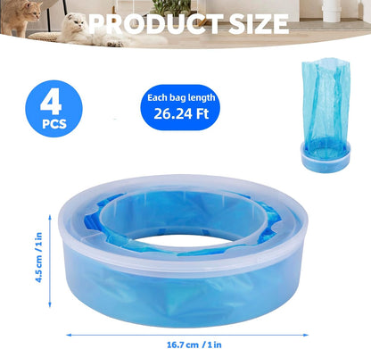 Diaper Pail Refills for Diaper Genie Pails,Expressions,Elite and Complete Pail, 4 Pack Diaper Pail Refill Bags Compatible with Litter Locker II,Plus,Design, Baby Diaper Pail Refills for Angelcare