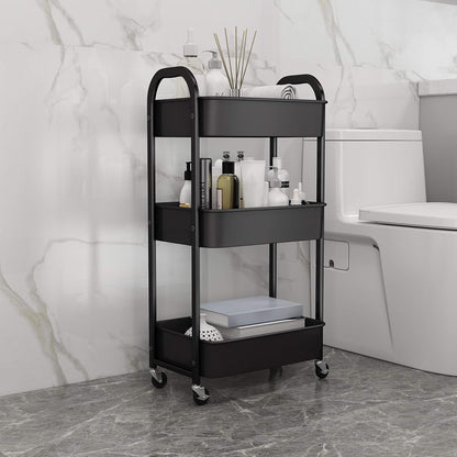 3-Tier Rolling Utility Cart with Caster Wheels, Silvery-Grey
