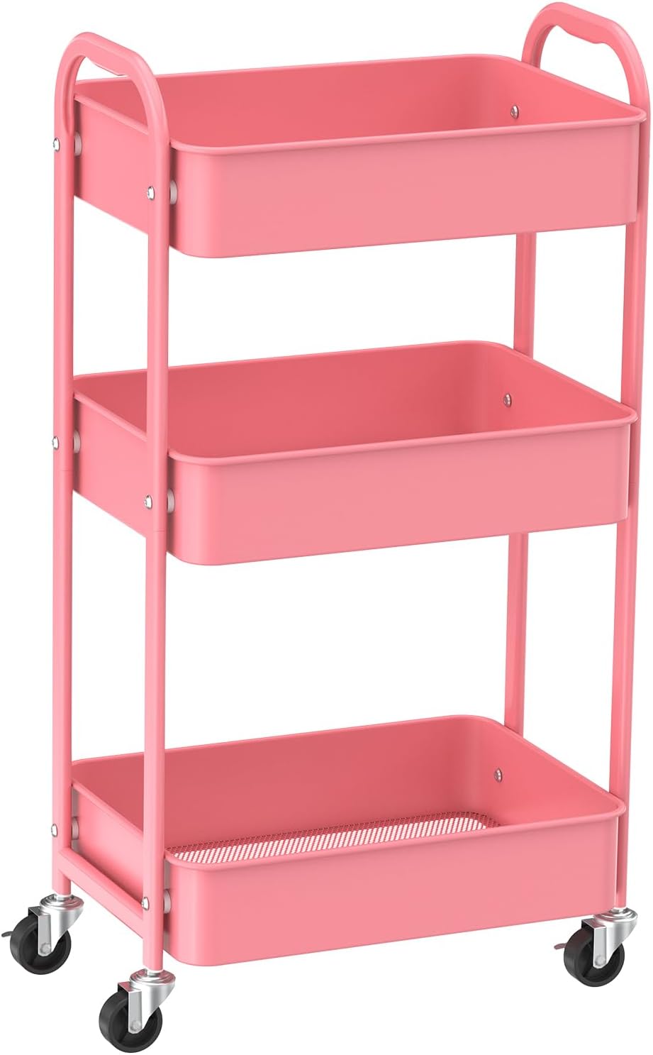 3-Tier Rolling Utility Cart with Caster Wheels, Silvery-Grey