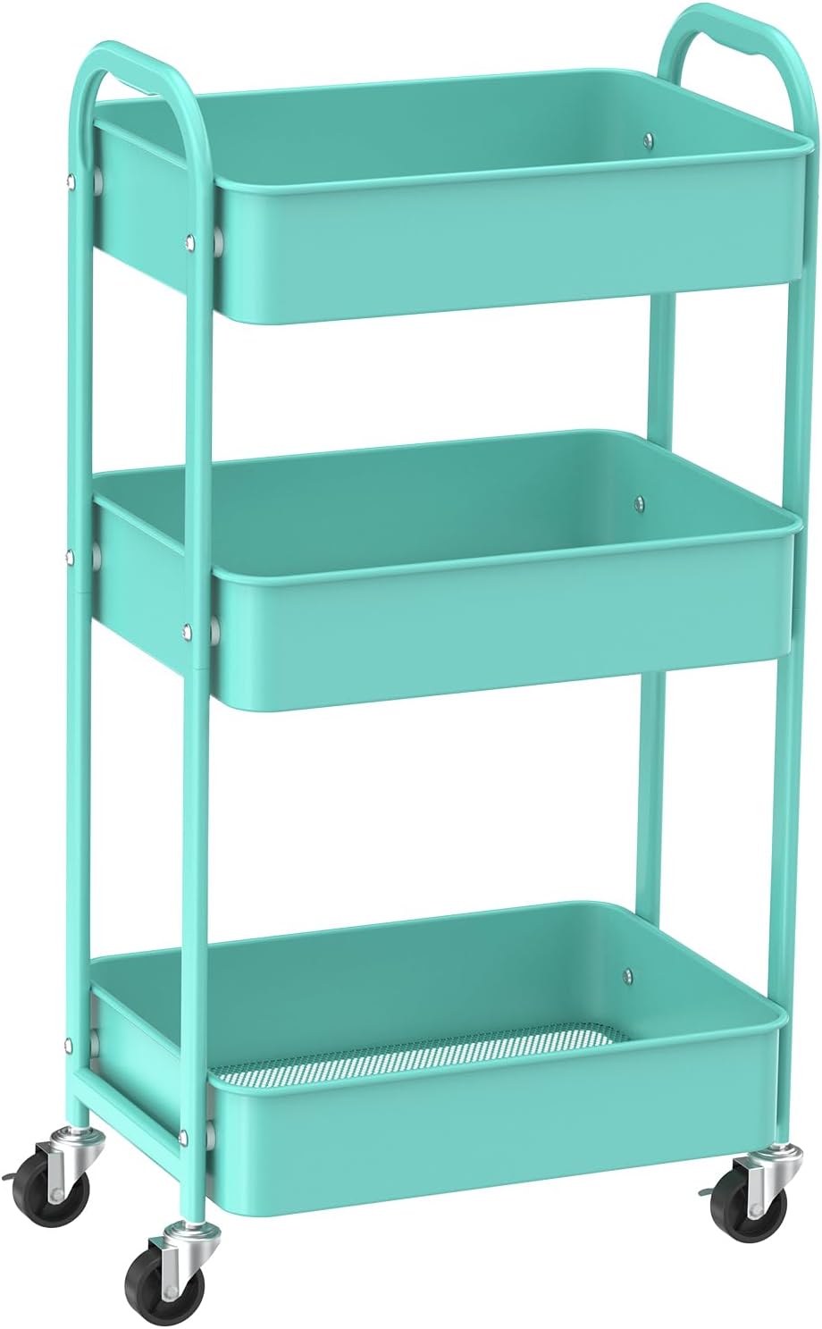3-Tier Rolling Utility Cart with Caster Wheels, Silvery-Grey