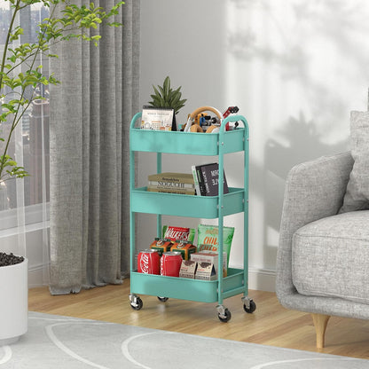 3-Tier Rolling Utility Cart with Caster Wheels, Silvery-Grey