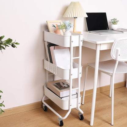 3-Tier Rolling Utility Cart with Caster Wheels, Silvery-Grey