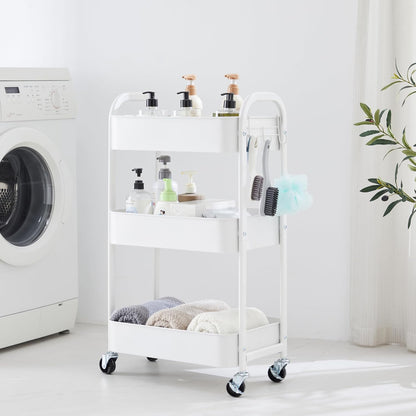 3-Tier Rolling Utility Cart with Caster Wheels, Silvery-Grey