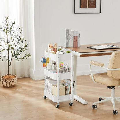 3-Tier Rolling Utility Cart with Caster Wheels, Silvery-Grey