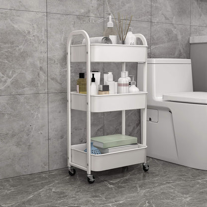 3-Tier Rolling Utility Cart with Caster Wheels, Silvery-Grey