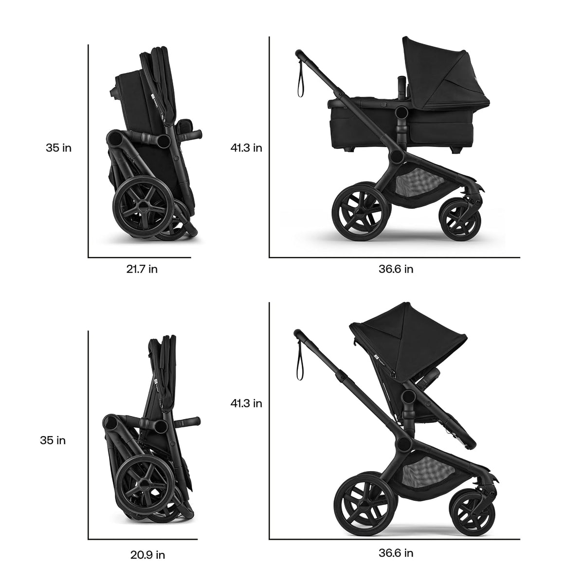 Fox 5 Renew All-Terrain Baby Stroller with Bassinet - Heritage Black