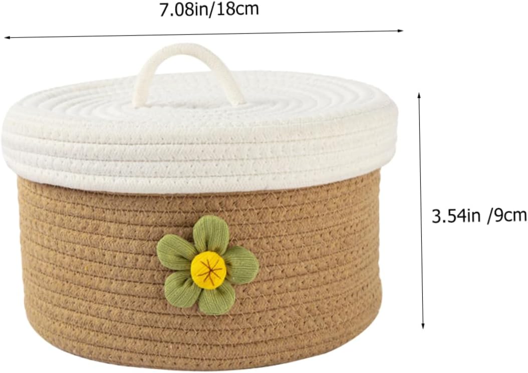 Woven and Cotton Rope for Storage Basket with Lid Toys Sundries