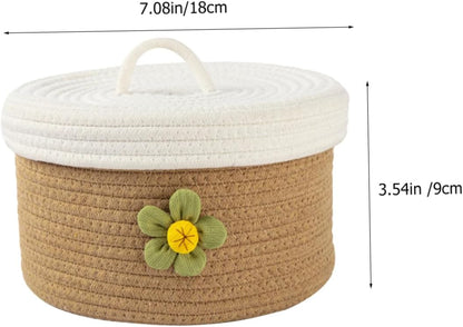 Woven and Cotton Rope for Storage Basket with Lid Toys Sundries