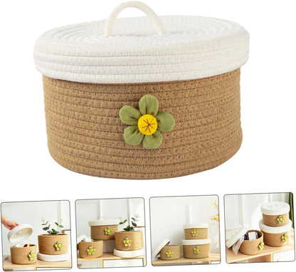 Woven and Cotton Rope for Storage Basket with Lid Toys Sundries