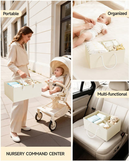 2in1 Baby Diaper Caddy Organizer and Storage Cart with Dividers and Drawers