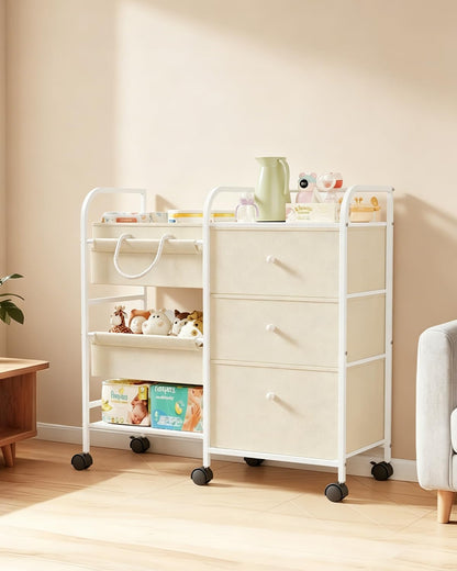 2in1 Baby Diaper Caddy Organizer and Storage Cart with Dividers and Drawers