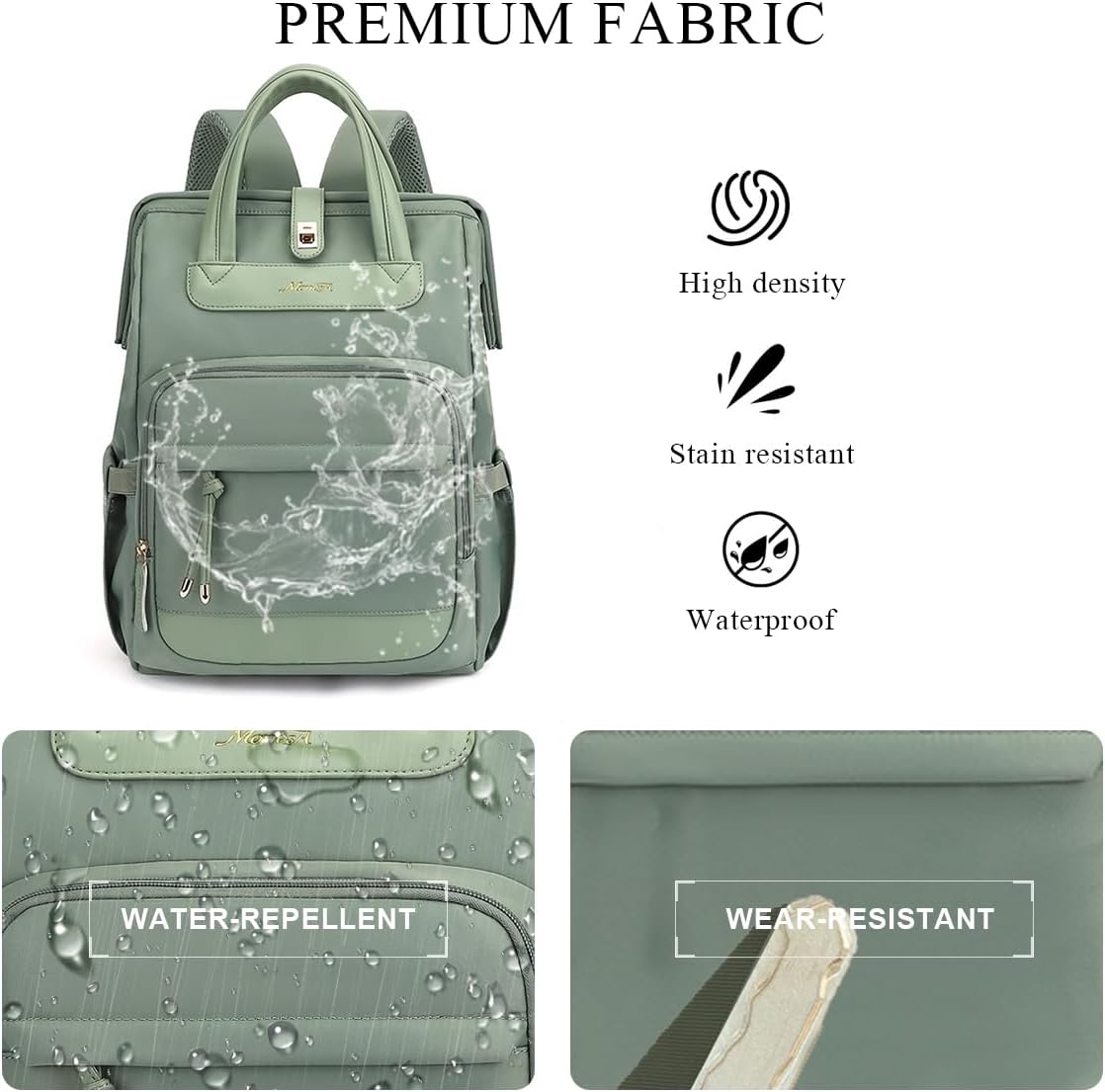 Stylish Casual Diaper Bag Backpack,Multifunctional Travel Nappy Changing Bag Mummy Bags with Insulated Pockets(Green)