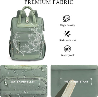 Stylish Casual Diaper Bag Backpack,Multifunctional Travel Nappy Changing Bag Mummy Bags with Insulated Pockets(Green)
