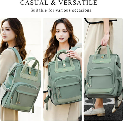 Stylish Casual Diaper Bag Backpack,Multifunctional Travel Nappy Changing Bag Mummy Bags with Insulated Pockets(Green)