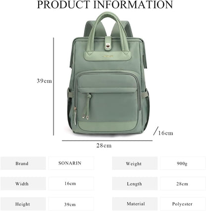 Stylish Casual Diaper Bag Backpack,Multifunctional Travel Nappy Changing Bag Mummy Bags with Insulated Pockets(Green)