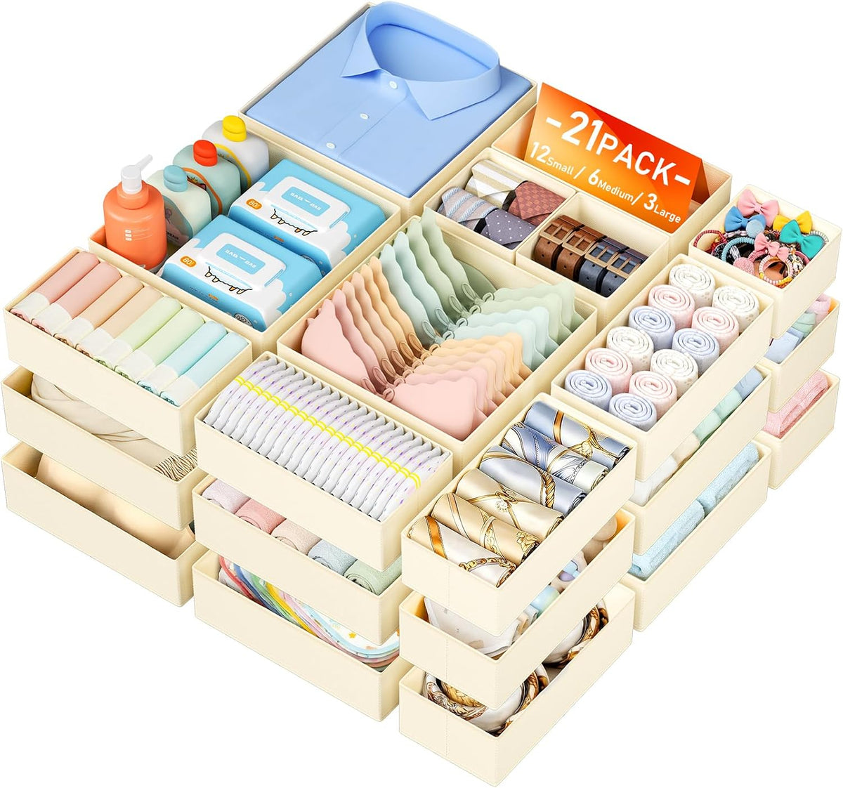Drawer Organizer Clothes - Baby Dresser Organizer for Nursery Closet Organization, Fabric Drawer Organizer Bins for Underwears Socks Bras, Foldable Storage Dividers for Bedroom
