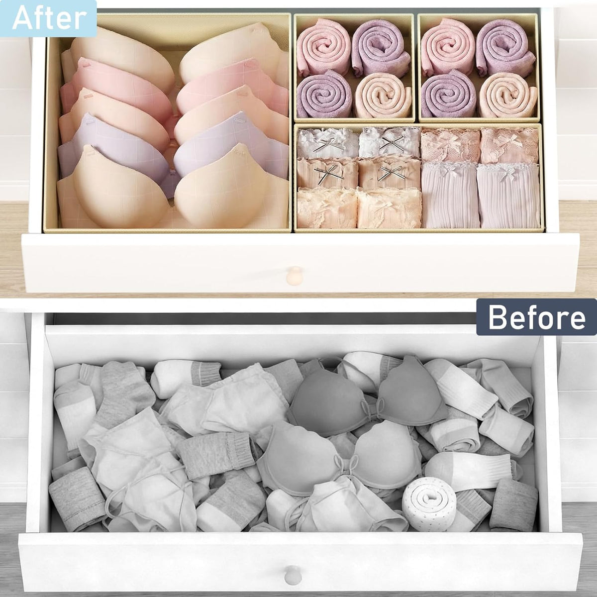 Drawer Organizer Clothes - Baby Dresser Organizer for Nursery Closet Organization, Fabric Drawer Organizer Bins for Underwears Socks Bras, Foldable Storage Dividers for Bedroom