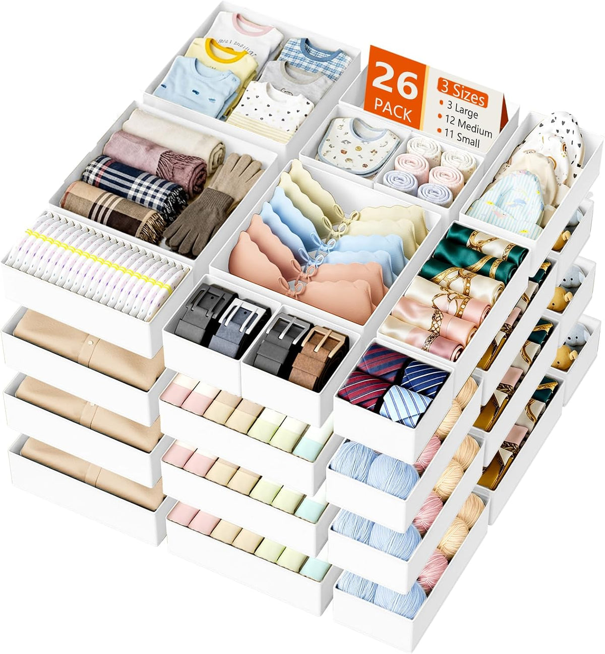 Drawer Organizer Clothes - Baby Dresser Organizer for Nursery Closet Organization, Fabric Drawer Organizer Bins for Underwears Socks Bras, Foldable Storage Dividers for Bedroom