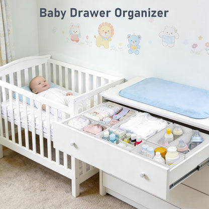 Drawer Organizer Clothes - Baby Dresser Organizer for Nursery Closet Organization, Fabric Drawer Organizer Bins for Underwears Socks Bras, Foldable Storage Dividers for Bedroom