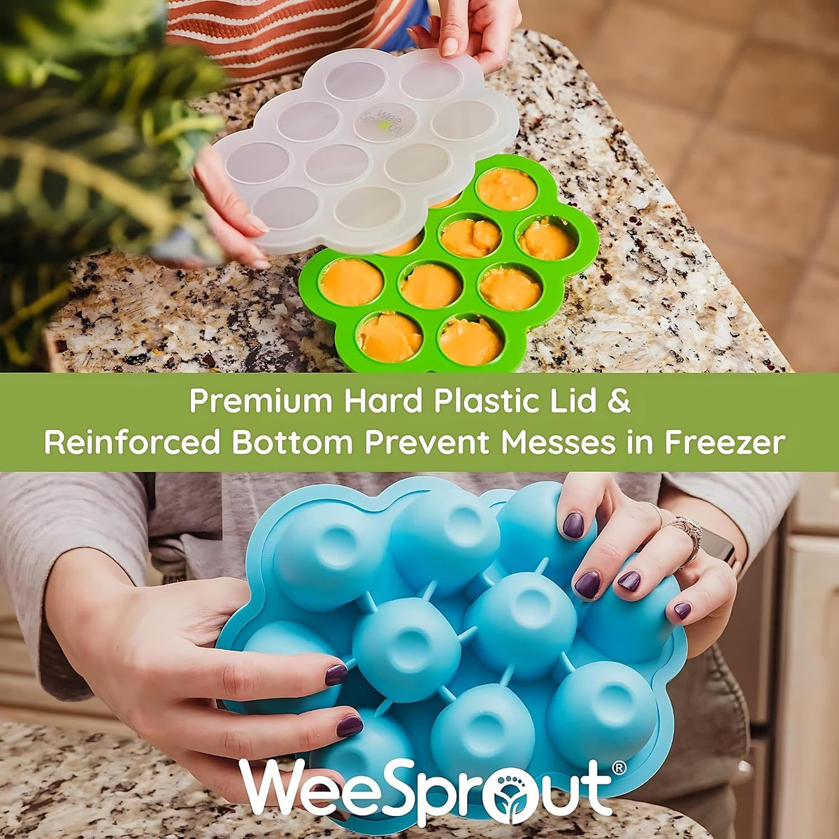 Baby Meal Prep Bundle - Glass Baby Food Storage Jars Containers with Plastic Lids & Silicone Freezer Tray - Microwave, Freezer & Dishwasher Safe - for Baby Food & Breast Milk
