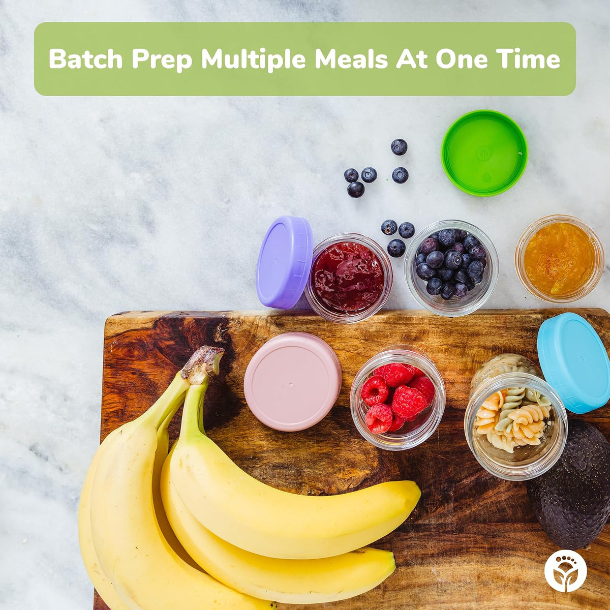 Baby Meal Prep Bundle - Glass Baby Food Storage Jars Containers with Plastic Lids & Silicone Freezer Tray - Microwave, Freezer & Dishwasher Safe - for Baby Food & Breast Milk