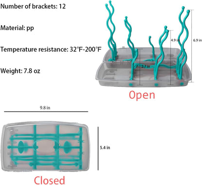 Collapsible Baby Bottle Drying Rack, Bottle Dryer Holder for Bottles, Teats, Cups, Pump Parts and Accessories (Blue)