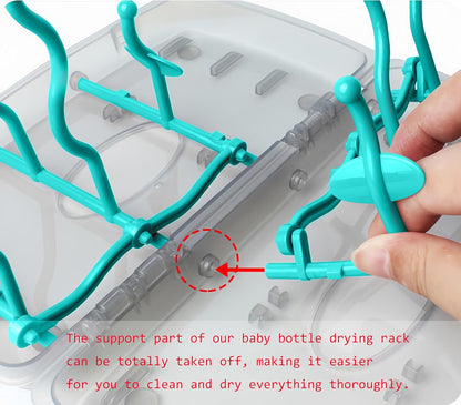 Collapsible Baby Bottle Drying Rack, Bottle Dryer Holder for Bottles, Teats, Cups, Pump Parts and Accessories (Blue)
