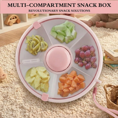 Portable Snack Spinner Bundle, Food Storage Container, Spinner Box with Rotating Storage, Reusable Kids Snack Container with 5 Compartment Dispenser and Lid, Spinner Box (Light Green)