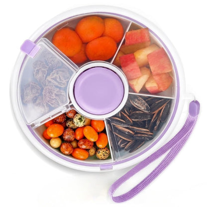 Portable Snack Spinner Bundle, Food Storage Container, Spinner Box with Rotating Storage, Reusable Kids Snack Container with 5 Compartment Dispenser and Lid, Spinner Box (Light Green)