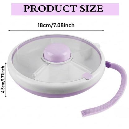 Portable Snack Spinner Bundle, Food Storage Container, Spinner Box with Rotating Storage, Reusable Kids Snack Container with 5 Compartment Dispenser and Lid, Spinner Box (Light Green)
