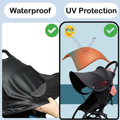 Universal Sun Shade for Baby Stroller UV Protection Rainproof Sun Cover for Stroller Pram Pushchair Buggy Blackout Parasol Sunshade Blind Canopy Cover Pushchair Anti-UV Awning for Travel Park Walking