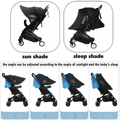 Universal Sun Shade for Baby Stroller UV Protection Rainproof Sun Cover for Stroller Pram Pushchair Buggy Blackout Parasol Sunshade Blind Canopy Cover Pushchair Anti-UV Awning for Travel Park Walking