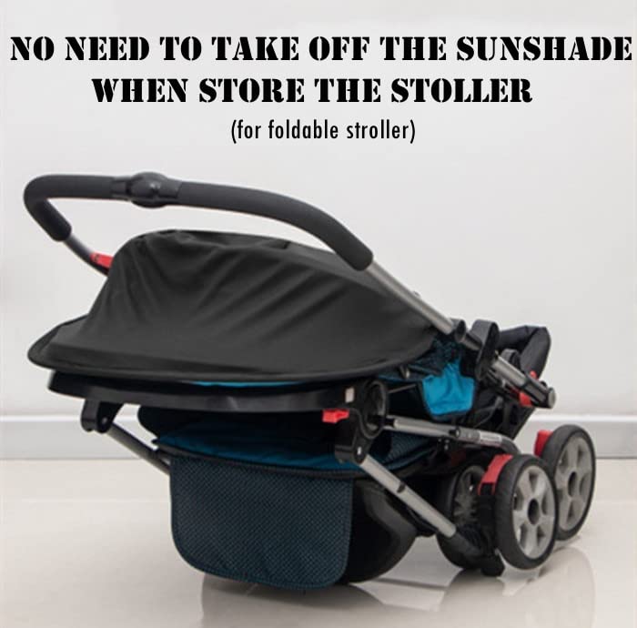 Universal Sun Shade for Baby Stroller UV Protection Rainproof Sun Cover for Stroller Pram Pushchair Buggy Blackout Parasol Sunshade Blind Canopy Cover Pushchair Anti-UV Awning for Travel Park Walking