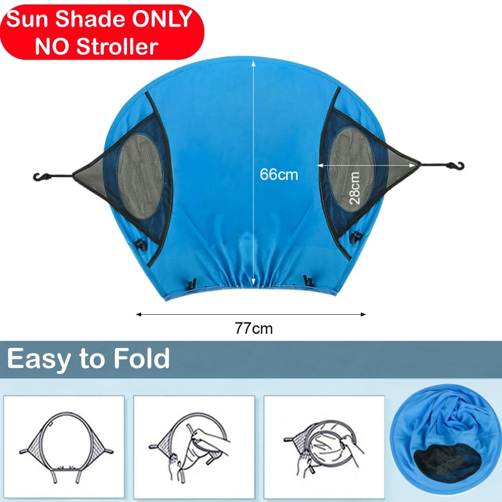 Universal Sun Shade for Baby Stroller UV Protection Rainproof Sun Cover for Stroller Pram Pushchair Buggy Blackout Parasol Sunshade Blind Canopy Cover Pushchair Anti-UV Awning for Travel Park Walking